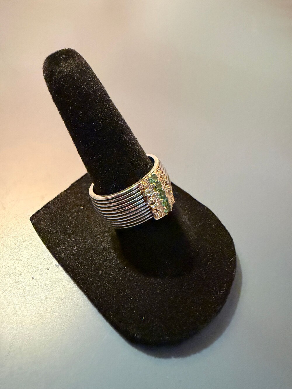 Or Paz Two-Tone Gemstone Lace Ring, Sterling & 14K Plated Sz 6 - Picture 3 of 6